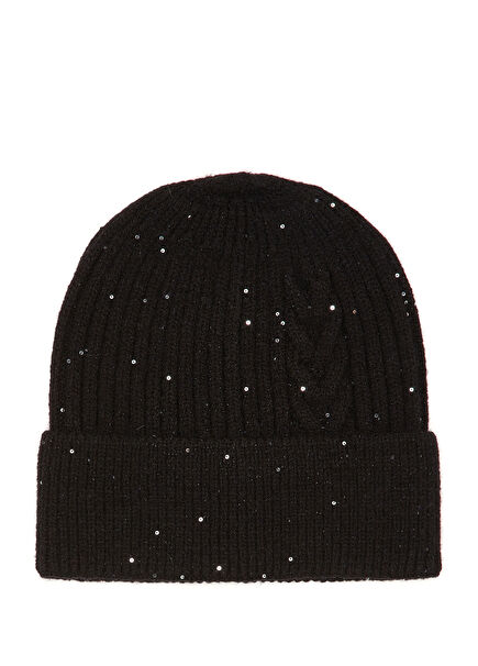 Siyah Kadın Yün Karışımlı Bere