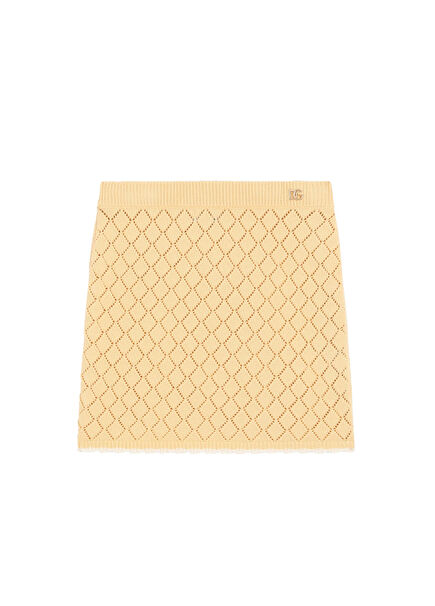 Yellow Patterned Knitted Girl's Skirt