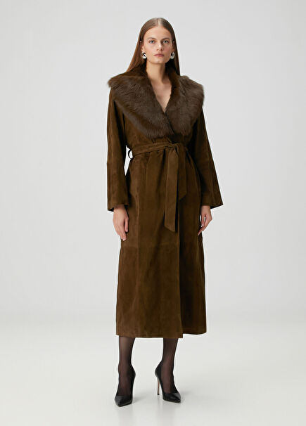 Briona Khaki Suede Top Coat