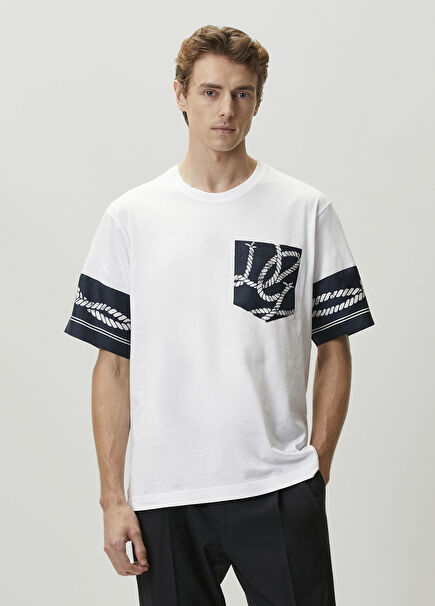 White Chain Print T-Shirt