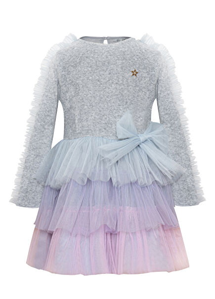 Gisa Gri Kız Çocuk Elbise