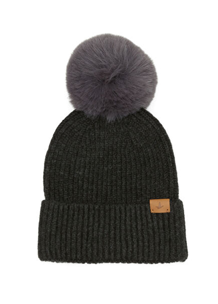 Anthracite Pompom Women's Beanie