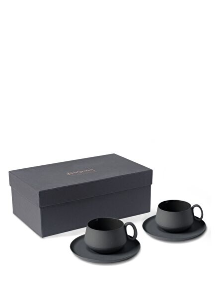 Tube 2-piece Black Saucer Tea Cup Set