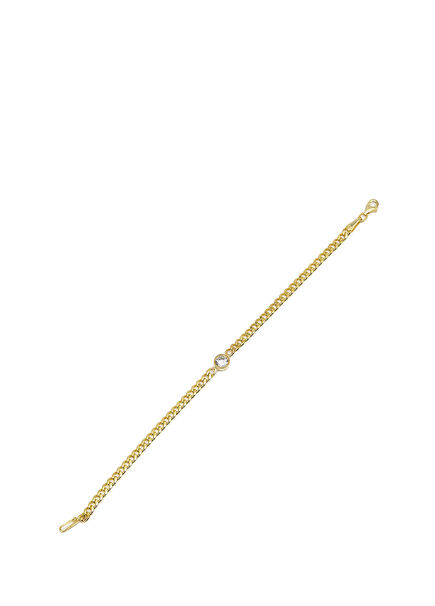 Tek Taş  925 Ayar Gümüş 18 Ayar Altın Kaplama Kadın Bileklik