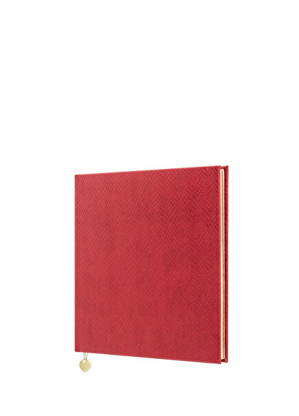 Kırmızı Deri Sert Kapaklı Çizgili Defter