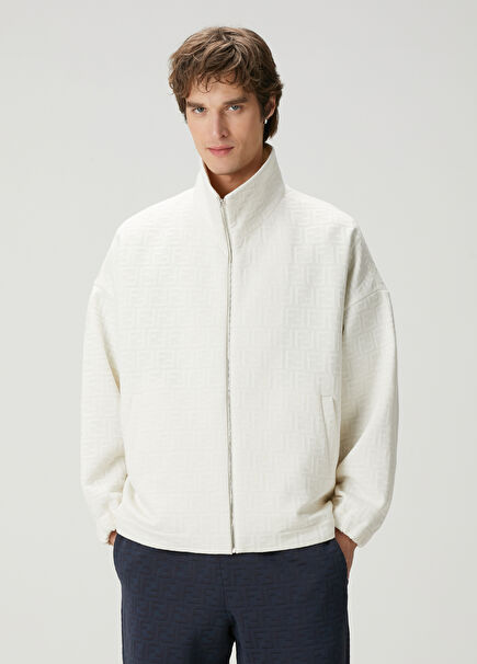 White Logo Jacquard Coat