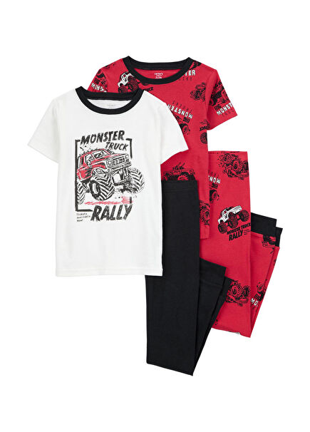 Baskılı Erkek Çocuk 4'lü Pijama Seti