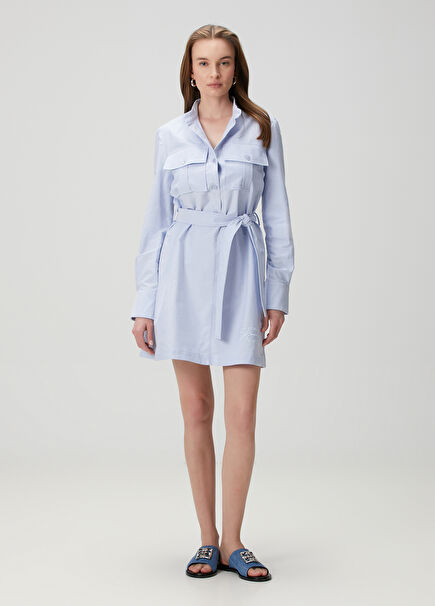 Blue Mini Shirt Dress