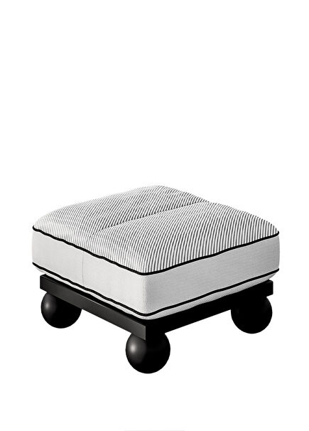Picasso White Outdoor Wood Pouf 60 x 60 cm