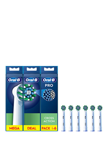 Cross Action Clean Maximiser EB50 6pcs White Toothbrush Replacement Head 
