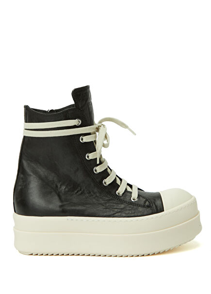 Mega Bumber Siyah Beyaz Kadın Deri Sneaker