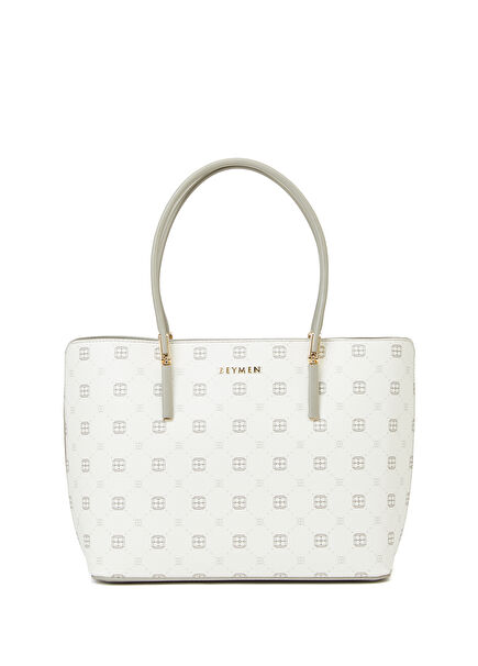 Beige Logo Patterned Womens Shoulder Bag