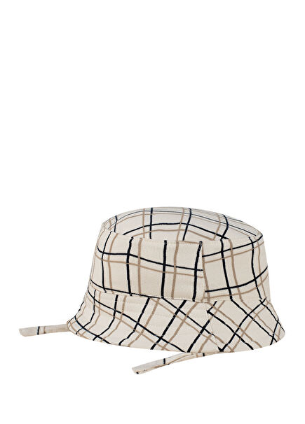 Grid Beige Unisex Baby Hat
