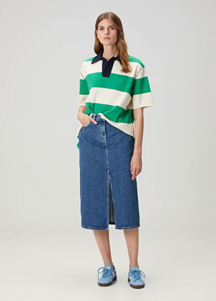 Blue Midi Denim Skirt