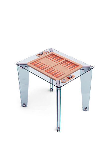 Cam ve Suni Deri Tavla Masası