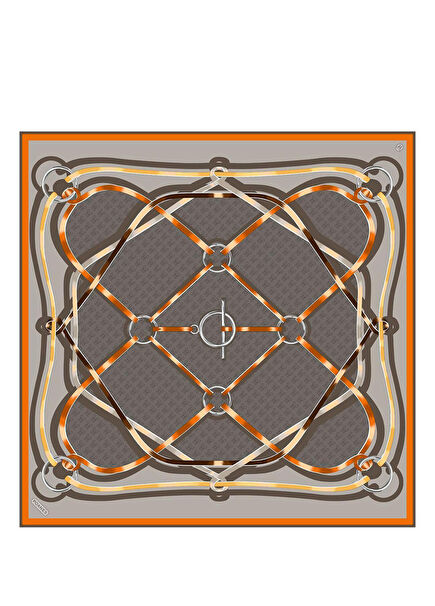 Marin Monogram Desenli Twill İpek Kadın Eşarp