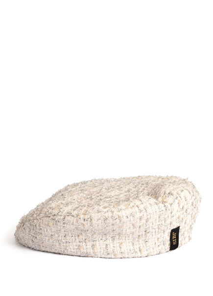 Diana Beyaz Simli Tüvit Kadın Beret Şapka