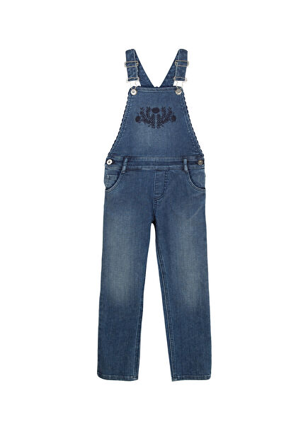 Koyu Mavi Denim Kız Çocuk Salopet