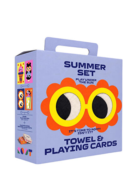 Summer Set Daisy Beach Towel and Playing Cards Set