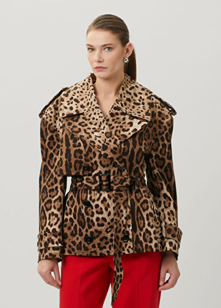 Leopard Print Double-Breasted Jacket