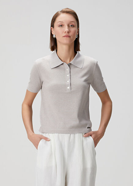 Light Blue Polo Neck Knitwear