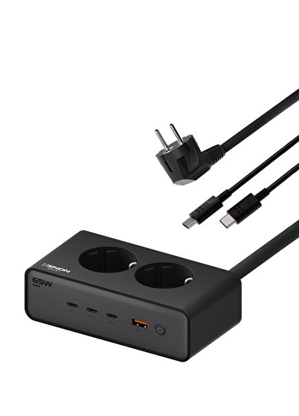 6 in 1 2x 4000W AC 65W 3xUSB-C 1 USB-A 100W Cable Desktop Socket Fast Charging Station X6423
