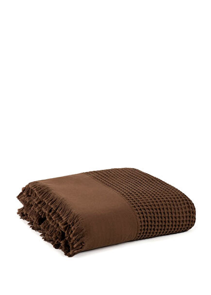 Kahverengi %100 Pamuk Waffle Çift Kişilik Yatak Örtüsü 160 x 230 cm