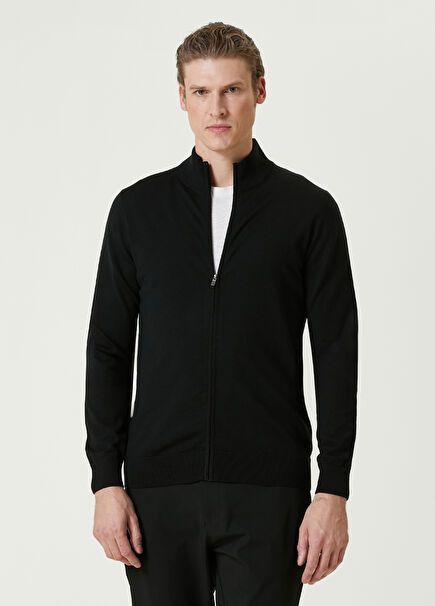 Black Wool Knit Cardigan