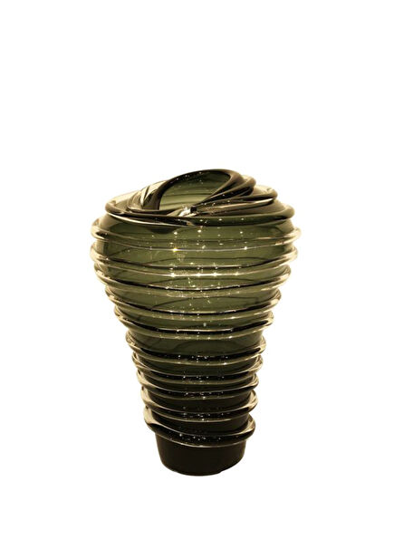 Modern Glass Vase with Grey Ring Form 30 cm