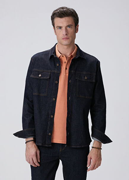 Navy Blue Denim Shirt