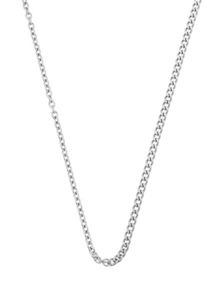 Curb Cable Gümüş Kaplama Çelik Erkek Kolye