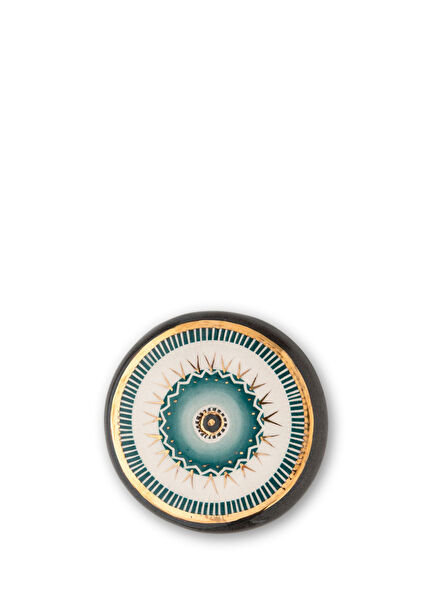 Green Gold Handmade Small Ceramic Evil Eye