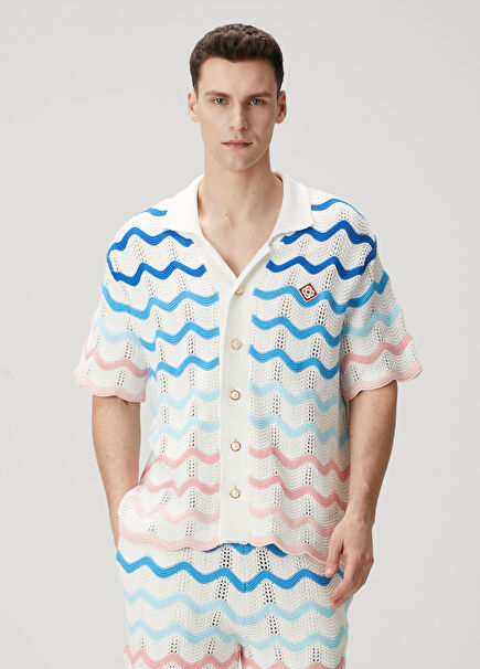 White Gradient Crochet Shirt
