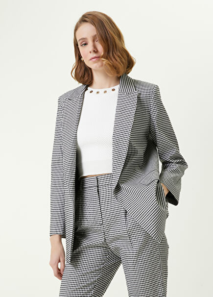 Siyah Kırlangıç Yaka Pötikareli Blazer
