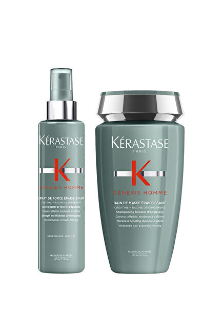 Genesis Homme Erkekler İçin Yoğunlaştırıcı Şampuan 250 ml + Sprey 150 ml 2'li Saç Bakım Seti