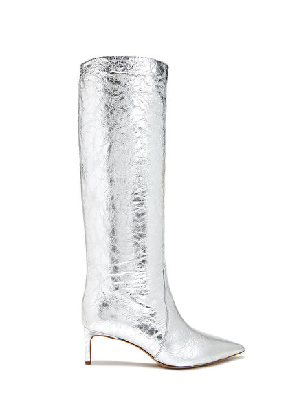 Silver Women's Leather Boots