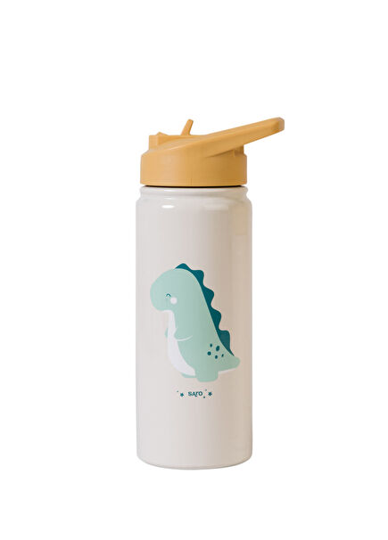 Happy Dino Thermos Drinker with Stainless Steel Straw 500ml