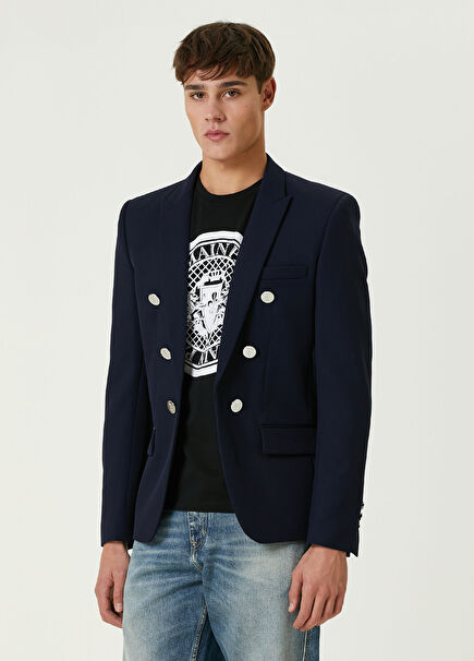 Navy Blue Wool Jacket