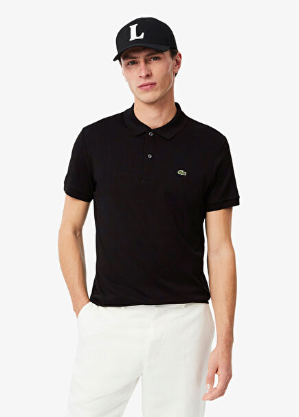 Siyah Polo Yaka Regular Fit Kısa Kollu Erkek T-shirt