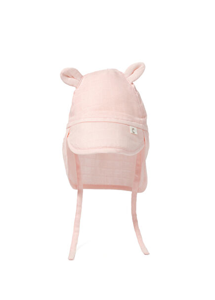 Innocent Pink Baby Hat with Muslin Neck Protection