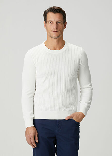 White Line Textured Sweater