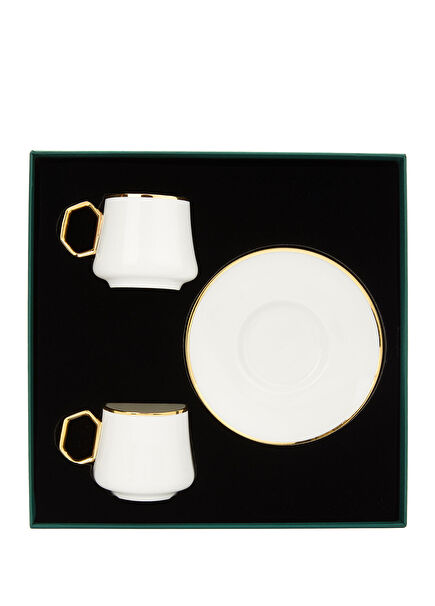 Ecru Gold 2-Piece Porcelain Turkish Coffee Cup Set