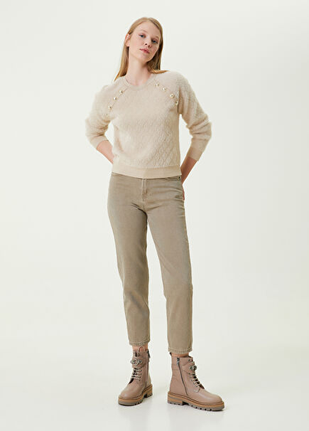Mom Fit Haki Klasik Jean Pantolon