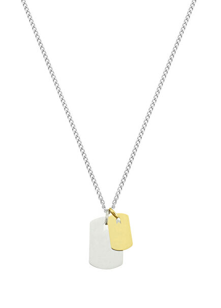 Gümüş ve Altın Kaplama Plakalar Kadın Çelik Kolye