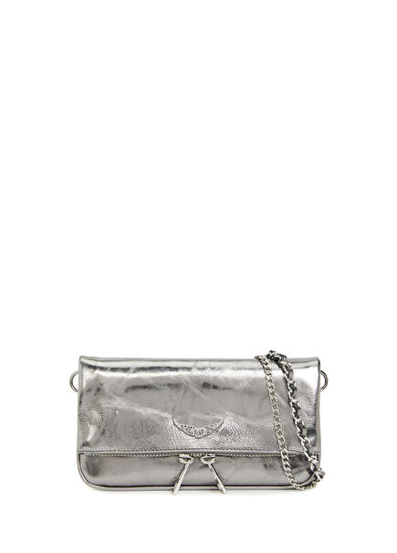 Rock Nano Metalik Gri Kadın Deri Çapraz Çanta