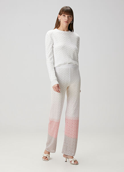 White Zigzag Trousers