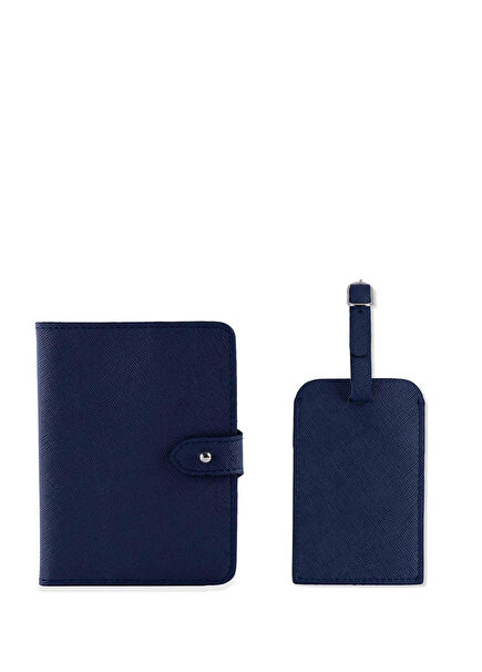 Navy Blue Passport Case & Luggage Tag