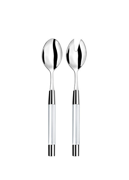 Zoe Clear Silver Stainless Steel Salad Servers