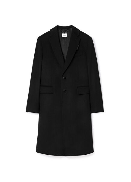 Tailored Siyah Yün Kaşmir Erkek Kaban