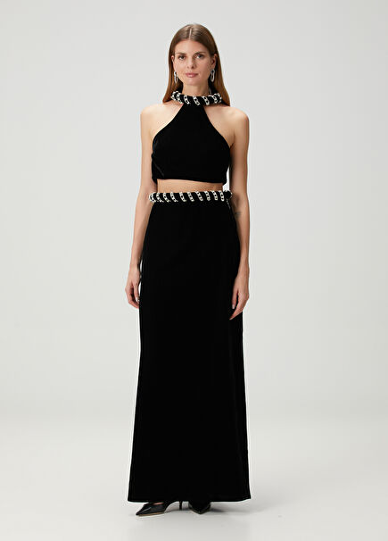 Black Maxi Velvet Evening Skirt